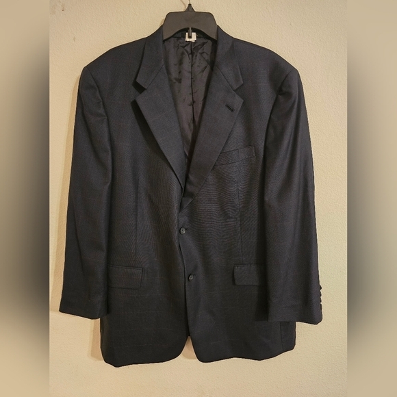 Vintage Hart Schaffner Marx Sports Coat Men 46R Navy Blue  2button Union - Picture 3 of 11